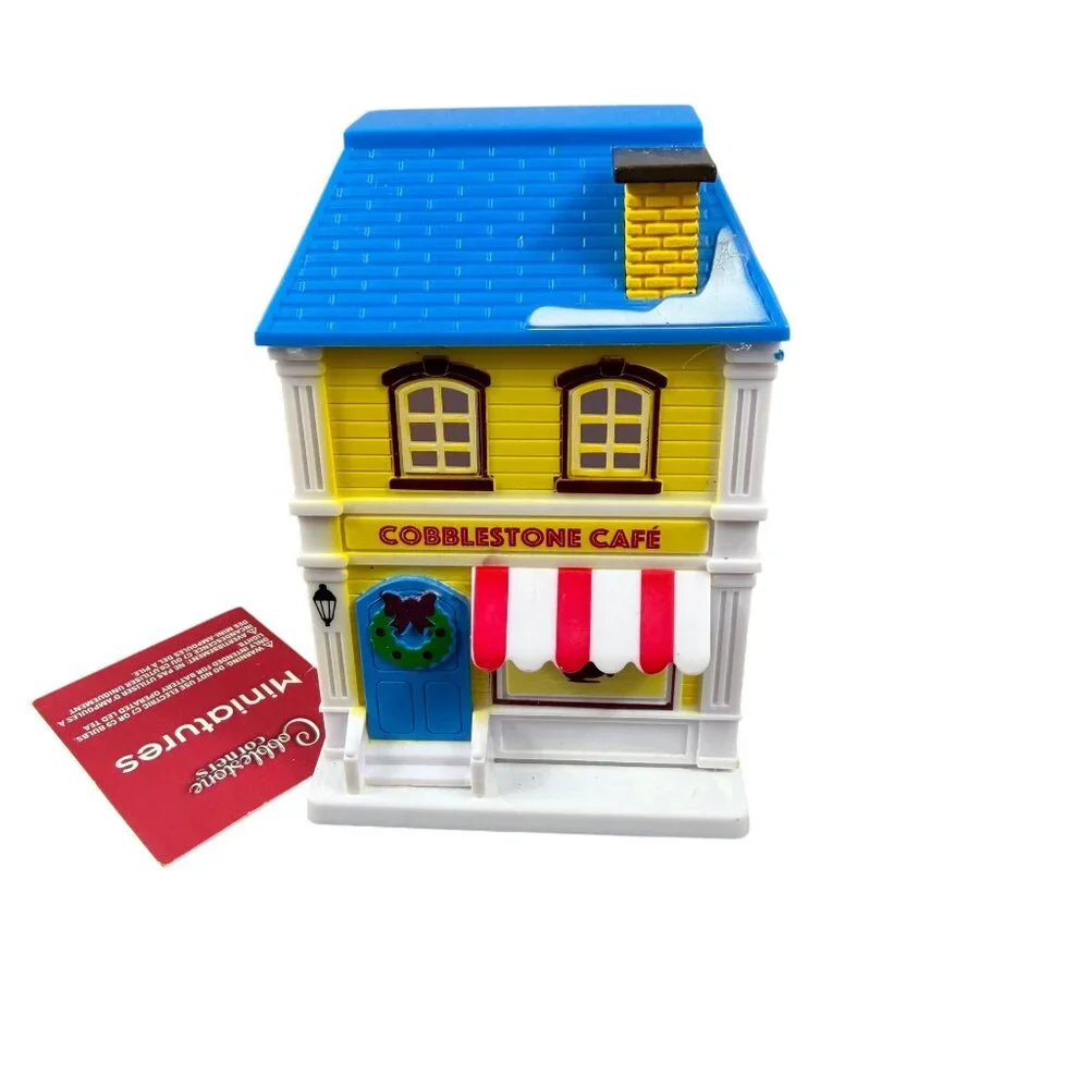 Cobblestone Corners Café Miniature Lighted Building Battery Operated Village